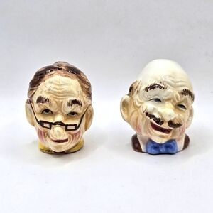 Vintage Toby Salt And Pepper Shakers Granny Papaw Grandmother Grandfather Mini